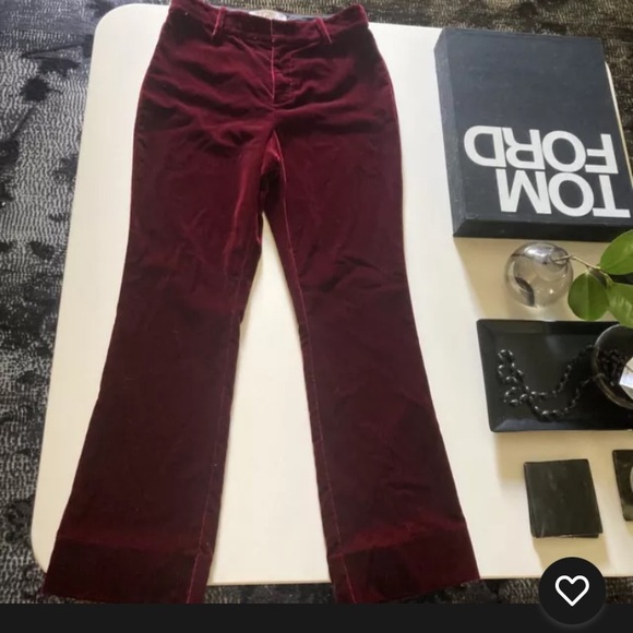 XS Derek Lam Crosby Velvet New Years Cropped Flare Legging Pants TF73101VE Red - Picture 10 of 12